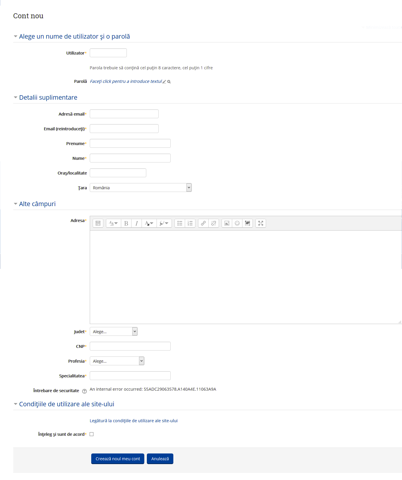 formular creare cont